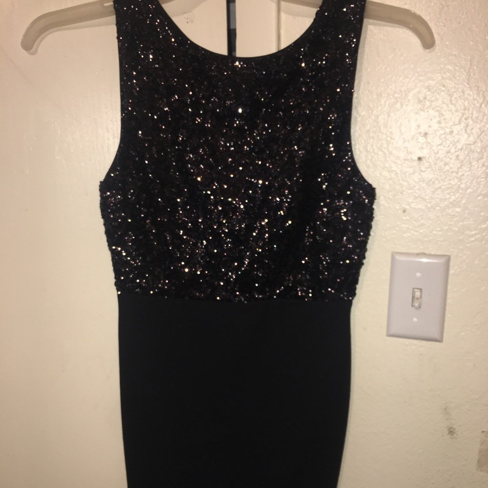 Black Sequins Top Dress